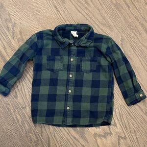H&M Kids Navy and Forest Checkered Shirt